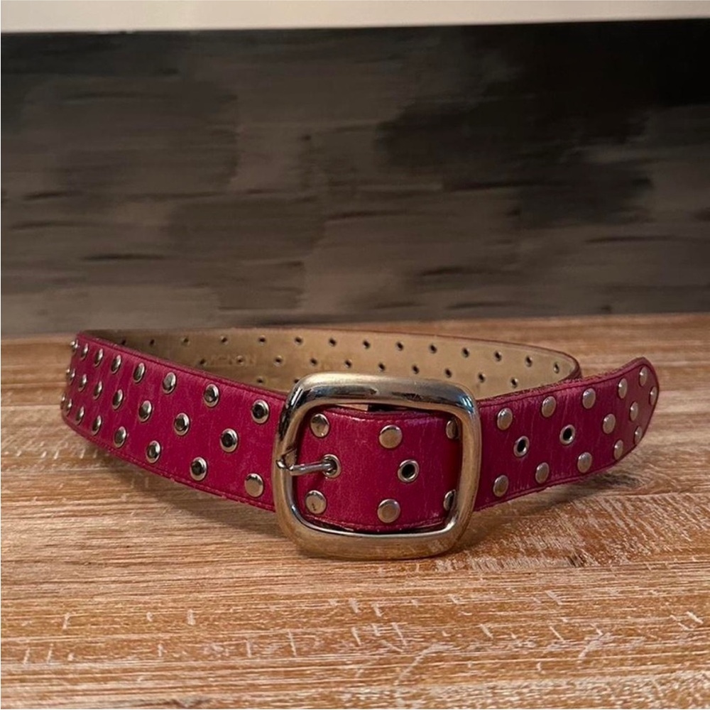 Avignon Studded Pink Leather Belt